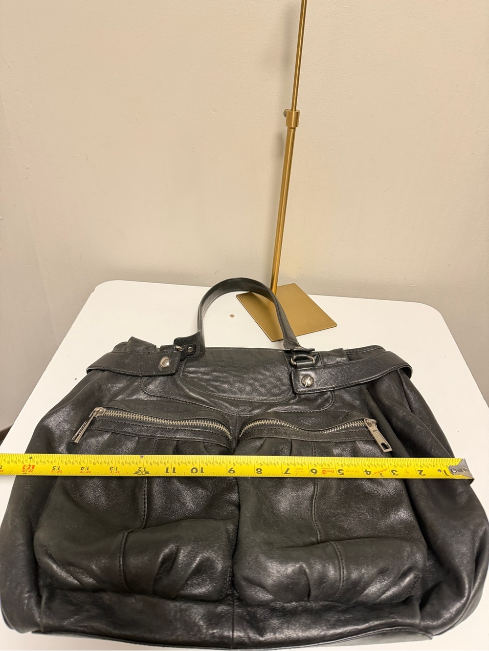 L.A.M.B. Gwen Stefani Black Leather Hobo Bag Shoulder Purse Vintage Cargo Pocket - Picture 13 of 14